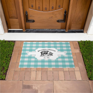 Paillasson Porte de porc turquoise Buffalo Plaid Farm