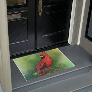 Paillasson Porte d'oiseaux du Cardinal rouge du Nord