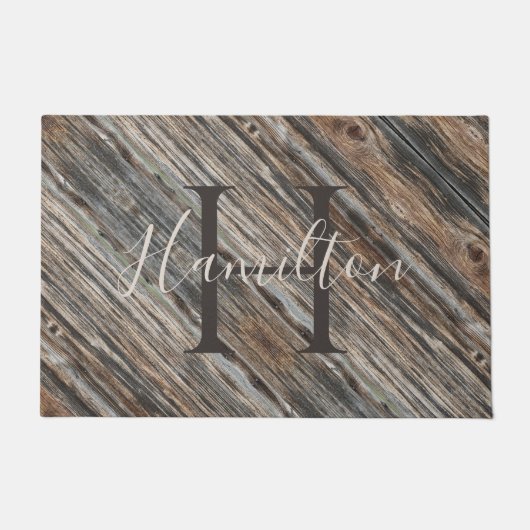 Paillasson Porte en bois gris et bronze Mat HAMbWG (Devant)