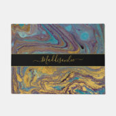Paillasson Porte en marbre violet Turquoise moderne Monogramm (Devant)