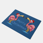 Paillasson Porte-Flamants roses décorée de Noël (Incliné)