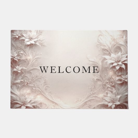 Paillasson Porte florale blanche en ivoire (Devant)