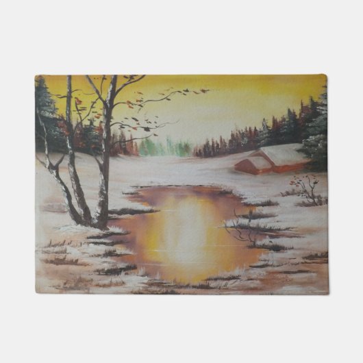 Paillasson Porte Mat Ann Hayes Peinture Scène d'hiver (Devant)