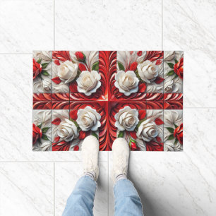 Paillasson Porte Mat avec design Rose anglais