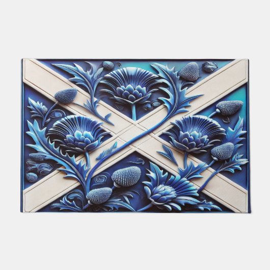 Paillasson Porte Mat avec design Scottish Thistles (Devant)