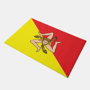Paillasson Porte Mat avec Drapeau de Sicile