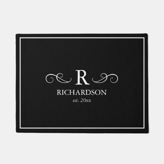 Paillasson Porte noire et blanche Monogramme (Devant)