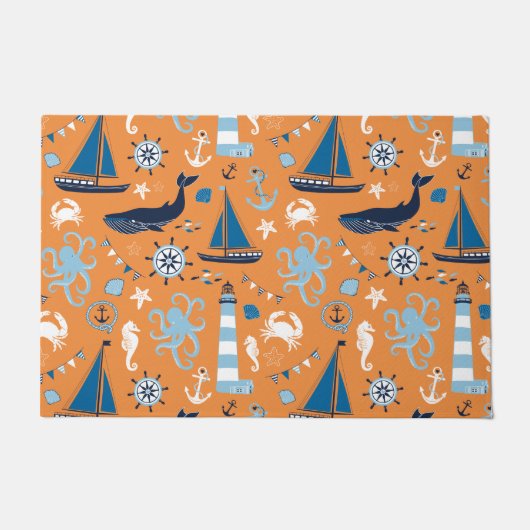 Paillasson Porte orange marine (Devant)