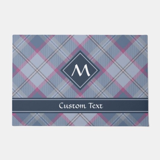 Paillasson Porte Pastel bleu et rose Tartan (Devant)