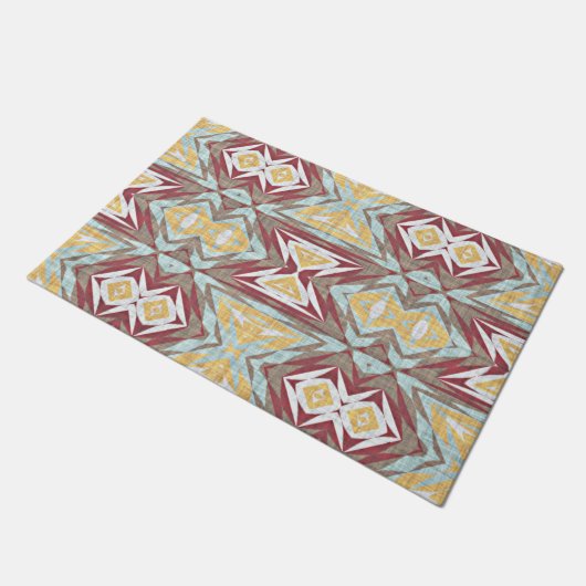 Paillasson Porte Tribale Unique en Seaglass Vert Bleu Rouge J (Incliné)