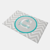 Paillasson Porte turquoise Chevron Monogram (Incliné)