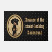 Paillasson Portrait Dachshund Ovale Or (noir et bronzé) (Devant)