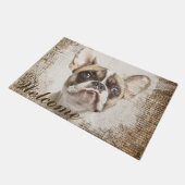 Paillasson Portrait de cru de bouledogue français (Incliné)