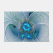 Paillasson Position, Abstrait bleu turquoise fractal (Devant)