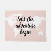 Paillasson Positive rose Commençons l'aventure Carte du Monde (Devant)