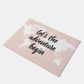 Paillasson Positive rose Commençons l'aventure Carte du Monde (Incliné)