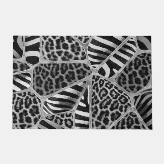 Paillasson Poster de animal - Leopard et Zebra - argent (Devant)