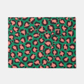 Paillasson Poster de animal Léopard vert rose corail moderne (Devant)
