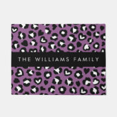 Paillasson Poster de animal, Léopard Violet, Coeurs, Votre No (Devant)