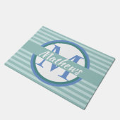 Paillasson Pot de porte monographique à rayures d'Aqua (Incliné)
