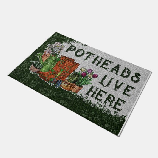 Paillasson Potheats Live Ici Mat, Vibes Rétro Plantes (Incliné)