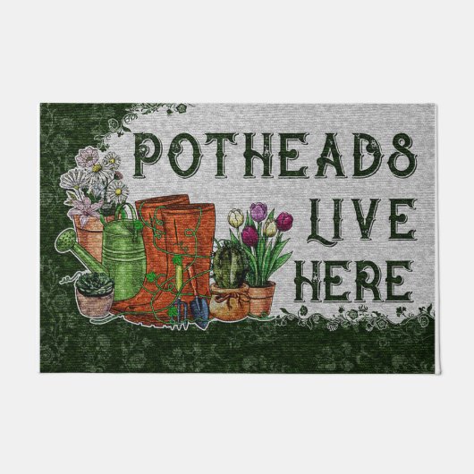 Paillasson Potheats Live Ici Mat, Vibes Rétro Plantes (Devant)