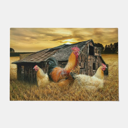 Paillasson Poules de coq Vintage Russe Barn Coop (Devant)