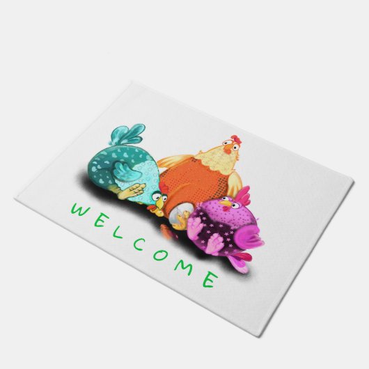 Paillasson Poulets En Attente Oeuf À Hatch Pormat Bienvenue (Incliné)
