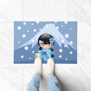 Paillasson Poupée Kokeshi d'hiver - Blue Mountain Geisha Girl