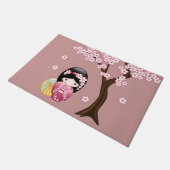 Paillasson Poupée Kokeshi Printemps - Cute Geisha Japonais en (Incliné)