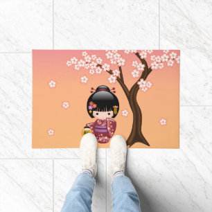 Paillasson Poupée Sakura Kokeshi - Geisha Girl on Peach