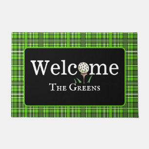 Paillasson Preppy Green Plaid Golf Welcome Entryway