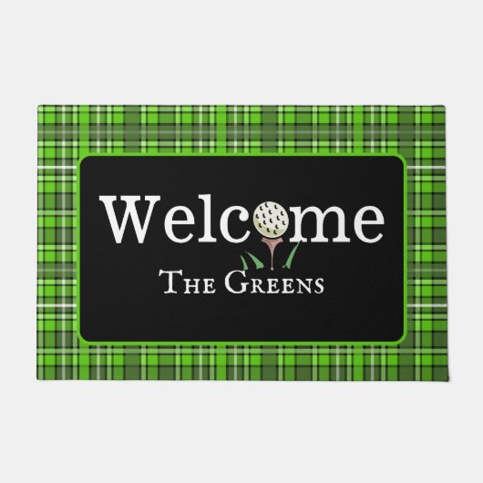 Paillasson Preppy Green Plaid Golf Welcome Entryway (Devant)