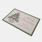 Paillasson Preppy Pink and Green Chinoiserie Christmas Tree (Incliné)