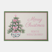 Paillasson Preppy Pink and Green Chinoiserie Christmas Tree (Devant)