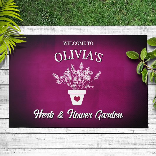 Paillasson Pretty Pink & Floral Personalized Welcome