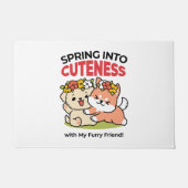 Paillasson Printemps dans la laideur - Illustration de chien  (Devant)