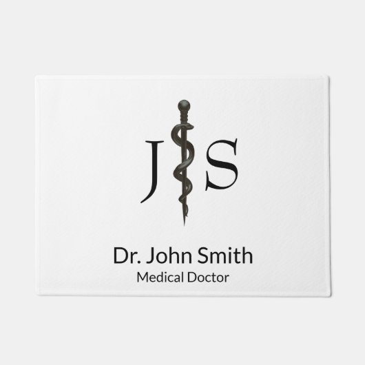 Paillasson Professionnel Simple Médicale Asclepius Noir Blanc (Devant)