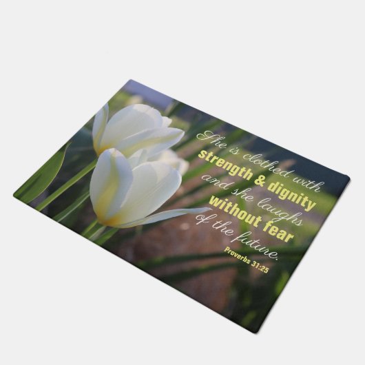 Paillasson Proverbes 31:25 Floral (Incliné)