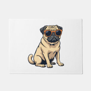 Paillasson Pug vintage faisant le dab avec des lunettes de so