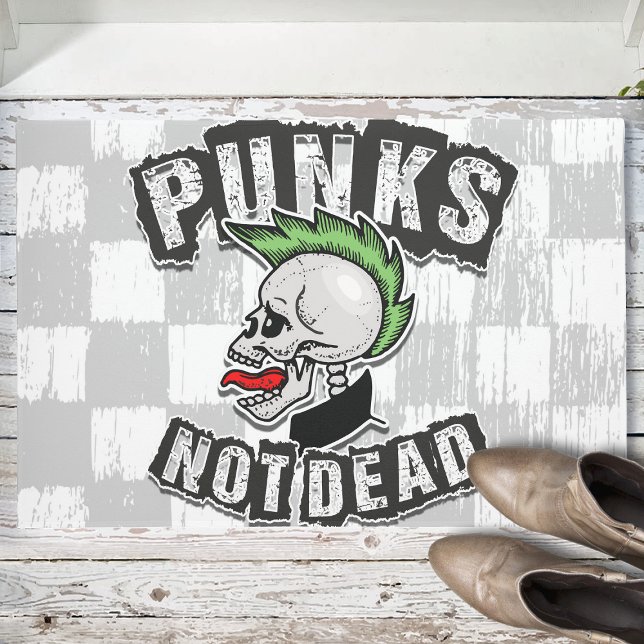 Paillasson Punks pas mort crâne Mohawk Punk Rock Rocker (Créateur téléchargé)