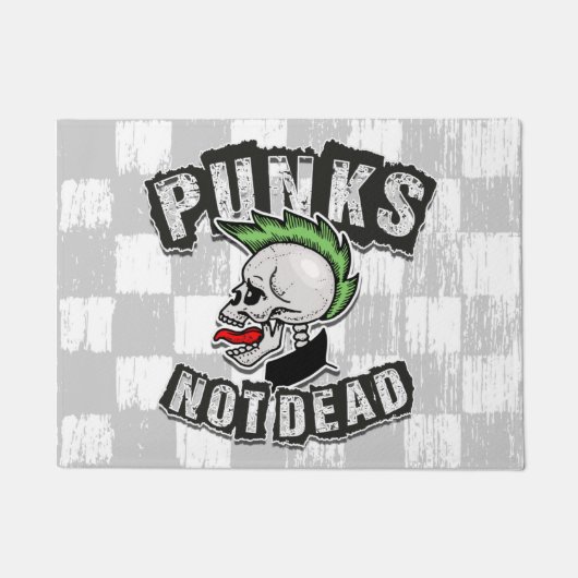 Paillasson Punks pas mort crâne Mohawk Punk Rock Rocker (Devant)