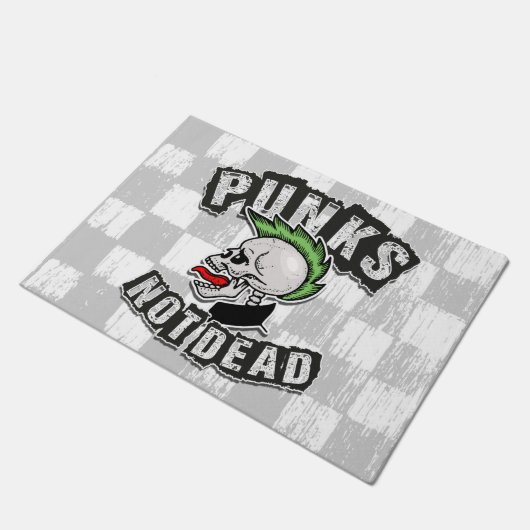 Paillasson Punks pas mort crâne Mohawk Punk Rock Rocker (Incliné)