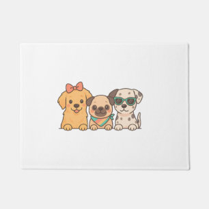 Paillasson Puppy Pals � Trio de chiens mignons dans un style 