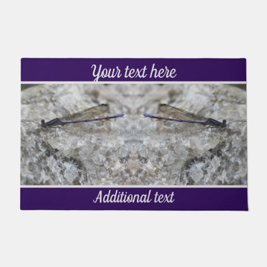 Paillasson Purple Damselfly Sur Quartz Rock Personnalisé (Devant)