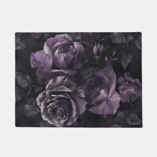 Paillasson Purple Lavender Moody Rose Floral Goth (Devant)