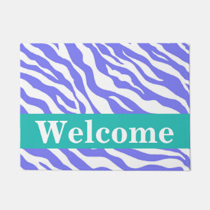 Paillasson Purple Lavender White Zebra Motif de peau Bienvenu