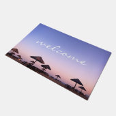 Paillasson Purple Sunset California Beach Welcome Script Bold (Incliné)