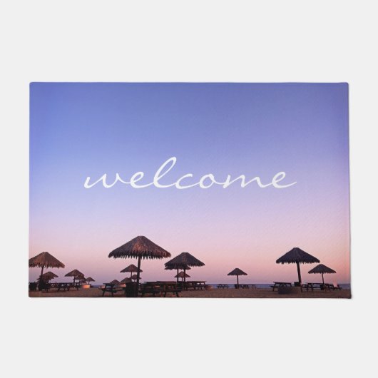 Paillasson Purple Sunset California Beach Welcome Script Bold (Devant)