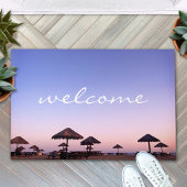 Paillasson Purple Sunset California Beach Welcome Script Bold